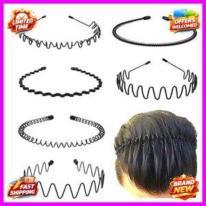 Metal Headbands for Men and Women, 6 Pack Elastic Non-Slip Sports Hair Bands